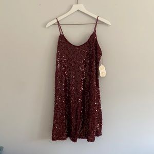 Red sequin party dress